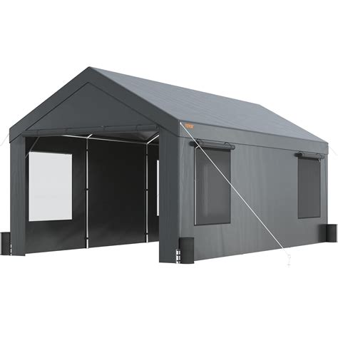 VEVOR Abri Voiture Auvent Garage 3x6 m 8 Poteaux Parois Latérales