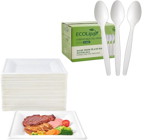 Amazon Ecolipak Pack Inch Compostable Square Paper Plates