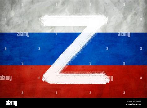 Letter Z On Russian Flag Background Military Symbol Of Russia Used In
