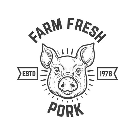 Farm Fresh Pork Meat Label Template With Pig Meat Stock Vector