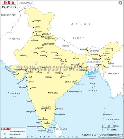 Major Cities in India | India City Map | Map, India map, India