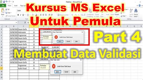 Kursus Microsoft Excel Part Membuat Data Validasi Youtube