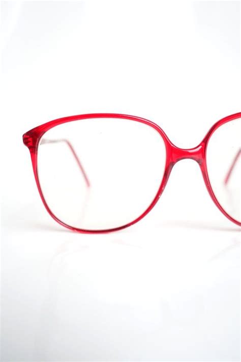 Vintage Bright Red Glasses 1980s Retro Cherry Red Clear Etsy Red