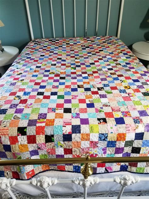 Handmade Scrappy Patchwork Quilt Full Size Etsy Australia