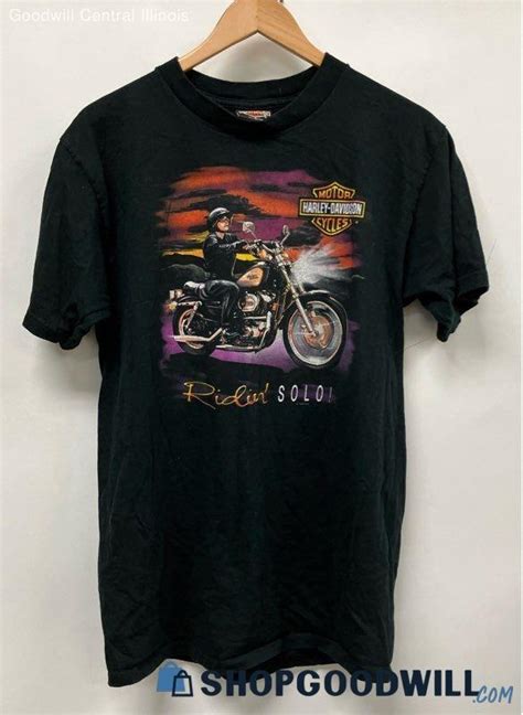 Vintage Harley Davidson Ridin Solo Black T Shirt Size Large