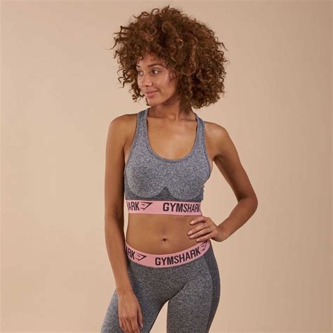 Gymshark Flex Sports Bra Charcoal Marl Peach Pink At Gymshark