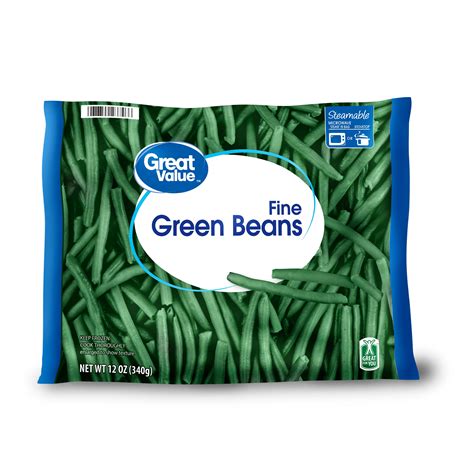 Great Value Steamable Fine Green Beans Frozen 12 Oz