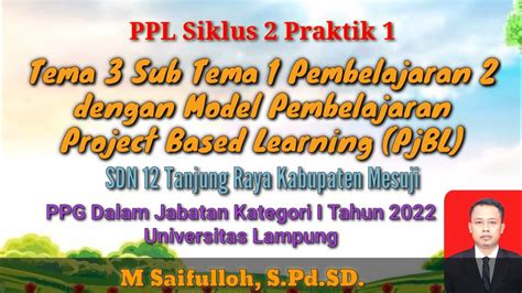 PPL Siklus 2 Praktik 1 Tema 3 Sub Tema 1 Dengan Model PjBL PPG Daljab