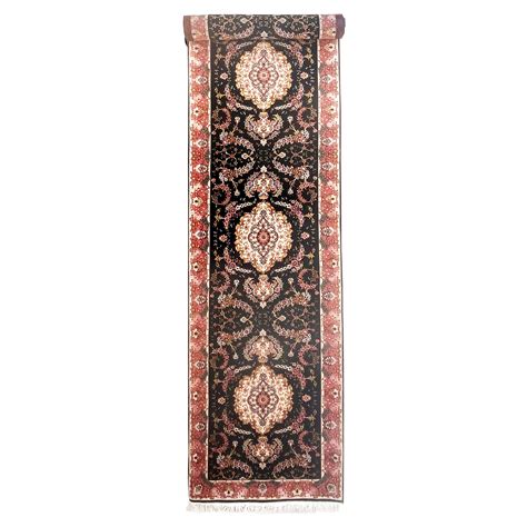 Authentic Persian Hand Knotted Repeated Medallion Floral Tabriz Black