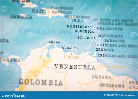 The Realistic Map of Curacao. Stock Photo - Image of news ...