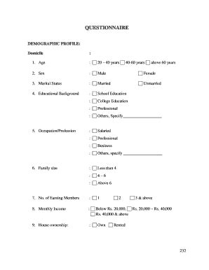 Fillable Online Shodhganga Inflibnet Ac DEMOGRAPHIC PROFILE