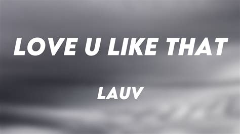 Love U Like That Lauv With Lyric YouTube Music