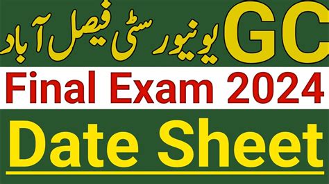 Gcuf Ada Ads Ba Bsc Bs Exam Date Sheet Gc University Faisalabad