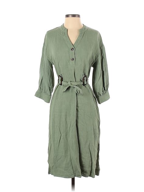 Lulus 100 Cotton Solid Colored Green Casual Dress Size S 67 Off