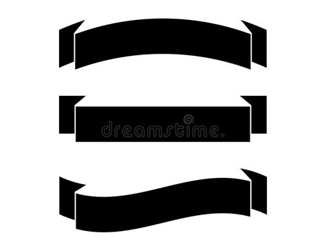 Ribbon Banners Black Icons Set Stock Vector Illustration Of Banner