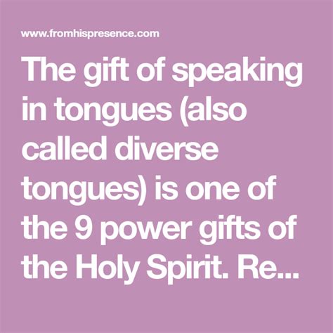 The T Of Speaking In Tongues Also Called Diverse Tongues Is One Of