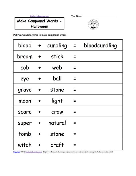 Compound Words Grade 3 Vocabulary Printable Skills Sheets