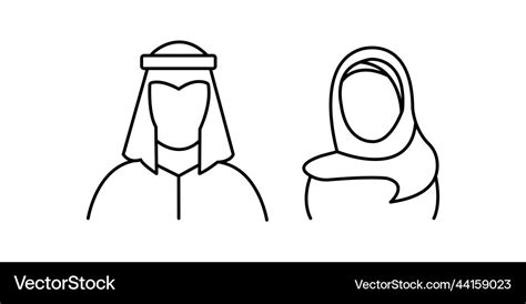 Saudi People Line Icon Man And Woman Royalty Free Vector