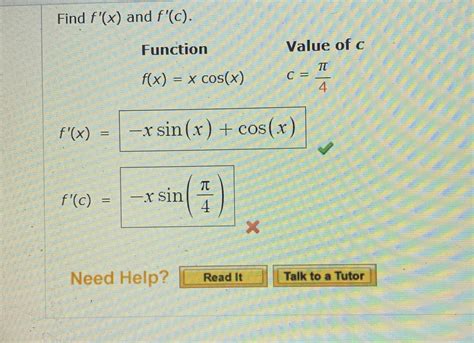 Answered Find F X And F C Function Value Of… Bartleby