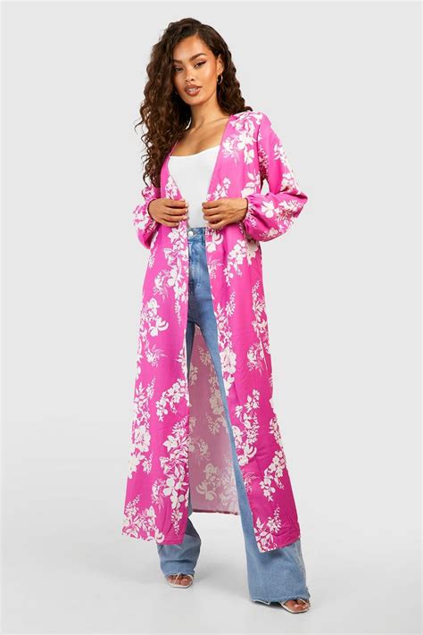 Floral Print Woven Belted Kimono