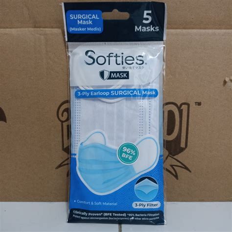 Jual Softies Surgical Mask 3 Ply Earloop Isi 5 Pcs Shopee Indonesia