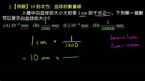 【例題】10 的次方：血球的數量級 Youtube