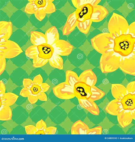 Seamless Narcissus Pattern Vector Illustration Stock Vector