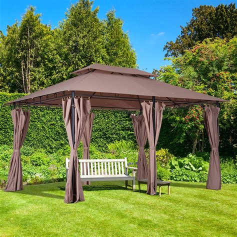 Vivagarden Gazebo Giardino X Mt In Acciaio Con Doppio Tetto E Tende