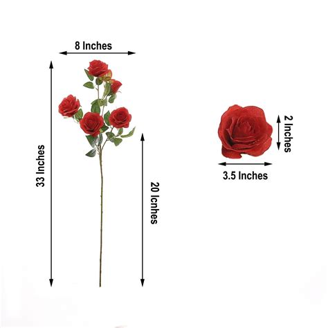 Pack Of 2 33 Red Silk Long Stem Roses Faux Flowers Rose Bouquet