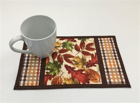 Fall Mug Rug Fall Leaves Mug Rug Fall Quilted Mug Rug Autum Etsy