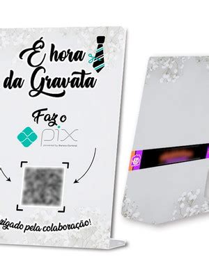 Placa Qr Code Pix Casamento Gravata Personalizada Display Compre