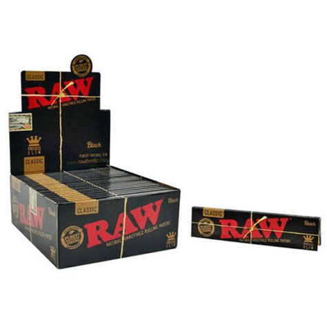 12 X Raw Black Rolling Papers King Size Slim Classic Natural Unrefined