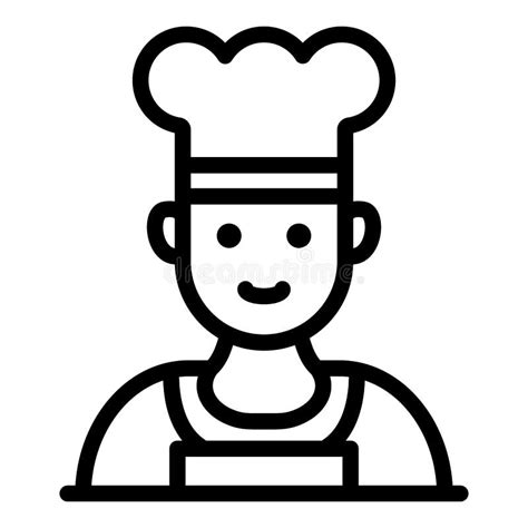 Chef In A Hat Icon Outline Style Stock Vector Illustration Of