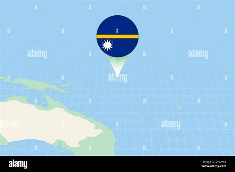 Map Illustration Of Nauru With The Flag Cartographic Illustration Of