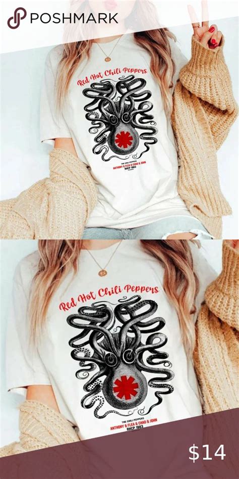 Red Hot Chili Peppers Octopus Rhcp T Shirt Funk Rock Band Shirt Concert Red Hot Chili