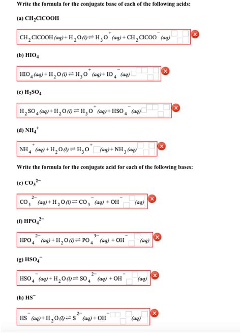 Solved Write The Formula For The Conjugate Base Of Each Of Chegg