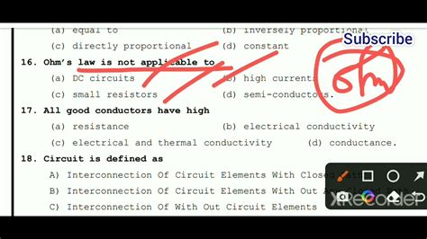 Basic Electricity Electrical MCQ Questions And Answers For Railway NTPC