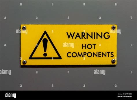 Hot Components Yellow Warning Sign Stock Photo Alamy