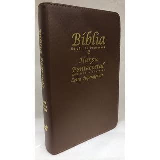 Biblia Sagrada Letra Hiper Gigante Harpa Marrom Luxo Shopee Brasil