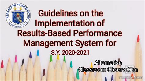 Guidelines On The Implementation Of Results Based Performance Management System For S Y 2020