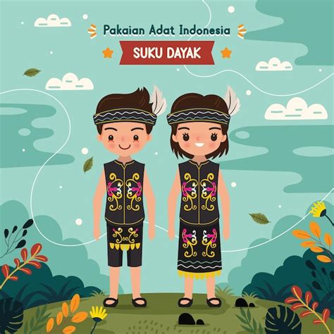 Premium Vector | Baju adat Indonesia Suku Dayak