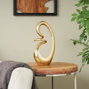 Litton Lane 12 In Gold Aluminum Swirl Abstract Sculpture 044345 The