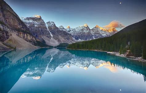 Wallpaper Forest Canada Rocks The Sky Lake Alberta Trees Moraine