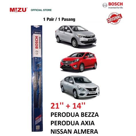 MIZU Bosch Wiper For Perodua Bezza Axia Almera Advantage BA2114 Blade