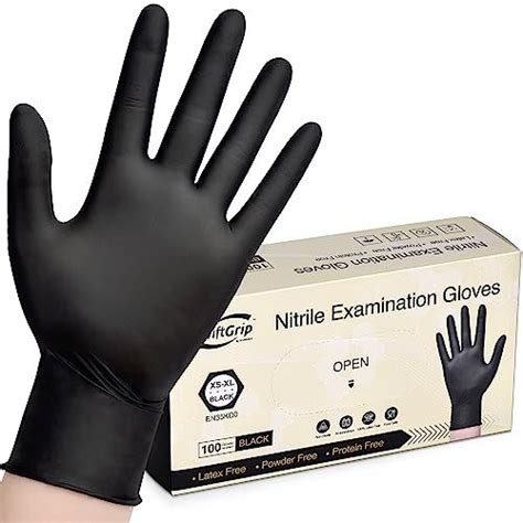 Okiaas 100 Count Black Vinyl Disposable Gloves 5 Mil Latex Free Black L