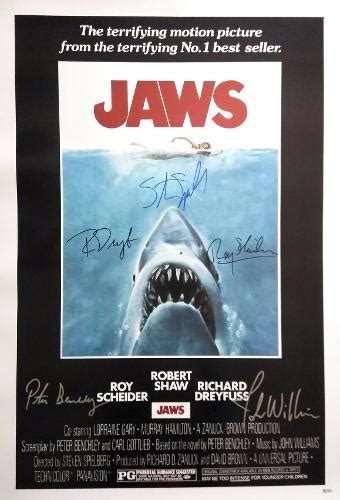 Buy Original JAWS MOVIE Poster Signed by 5 cast with COA | Truegether.com