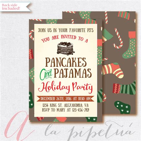 Christmas Invitation Pancakes And Pajamas Invitation Christmas Party