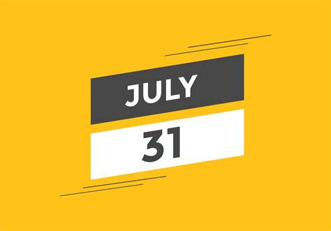 july 31 calendar reminder. 31th july daily calendar icon template ...