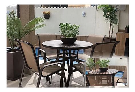 Conjunto Mesa Cm Ripada Cadeiras Aluminio Piscina Jardim