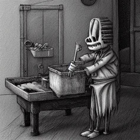 A Creepy Butcher In The Style Of John Kenn Mortensen Stable